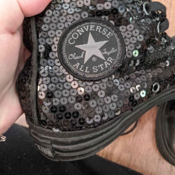 Sequin Sparkly Back Converse High Tops - Picture 8 of 9
